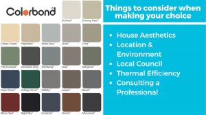 things to consider when choosing colorbond roof colours
