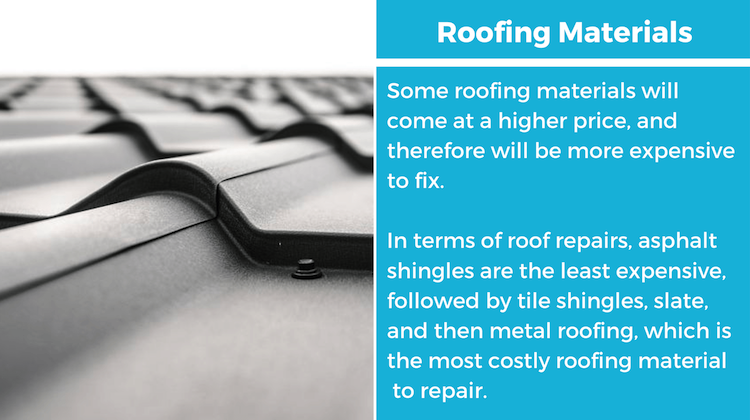 roof materials influence cost of roof repairs